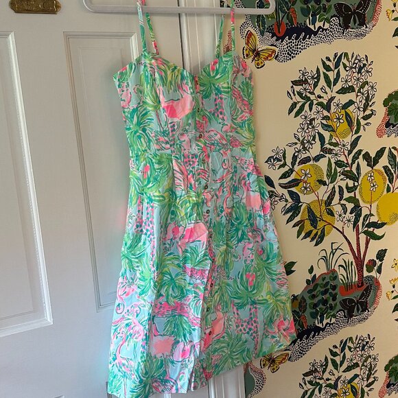 NWT Lilly Pulitzer Easton Dress Seasalt Blue on Parade - Picture 1 of 6